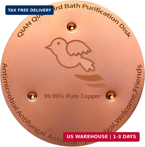 Bird bath copper disk - bird,
