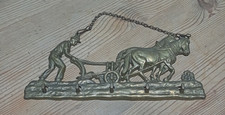 Brass 5 hook key hanger horse
