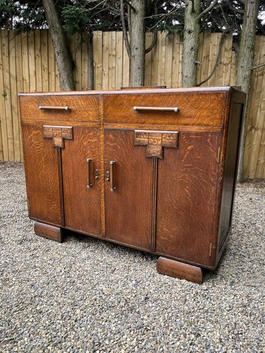 Art deco oak cocktail cabinet - art,