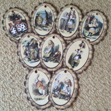 9 Alice In Wonderland Tags - Mad Hatters Tea party wedding/birthday decorations