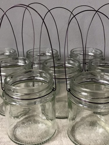 Hanging glass jar tea light
