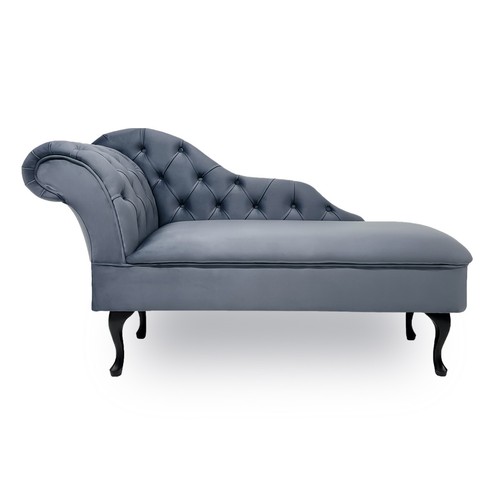 Grey velvet chaise lounge - grey,