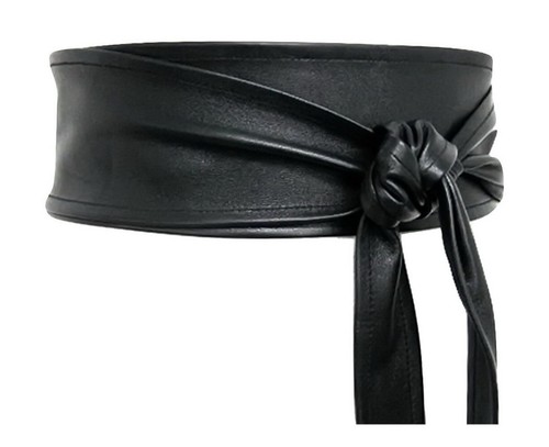 Leather obi belt - leather, for