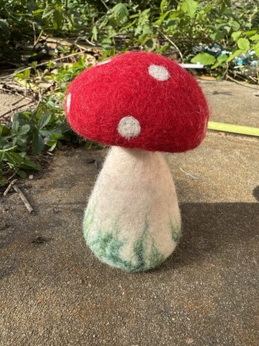 Handmade felted red - red, mushroom