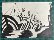 A4 drawing, Notan study of dazzle painted RMS Olympic