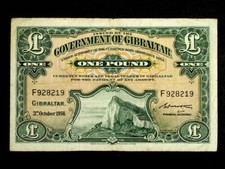 1 Pound, £1 Banknote The Government Of Gibraltar 1958 Fine. Original.