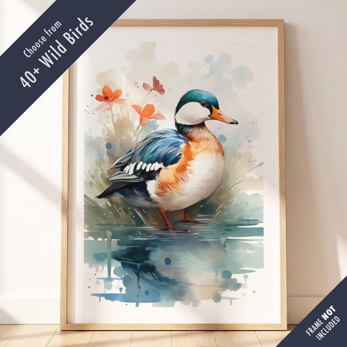 Watercolour style bird print - style,