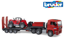Bruder Toys MAN TGA 41.440 Truck Low Loader Trailer + Manitou Telehandler 1:16