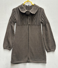 Lili Gaufrette girls size 12 brown long sleeve 3 buttons  long open sweater