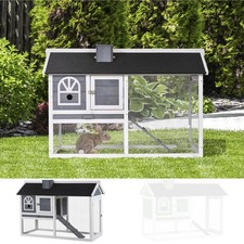 Rabbit Hutch Wood Bunny Cage for Outdoor Indoor w/ Pull Out Tray Run Box Ramp