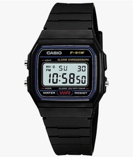 Classic Casio F-91W-1YER Casual Resin Sports Digital Watch - Black