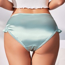 3 Pack Lot Sexy Womens Satin Panties Brief Lingeries Ruffles French Underwear