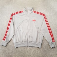 Adidas Track Jacket Large Grey Silver Red SST Firebird Originals Trefoil Retro