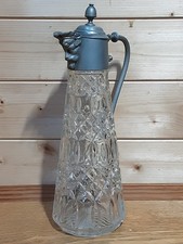 A Vintage Mid Century Falstaff Silver Plate And Cut Glass Hinged Lid Claret Jug