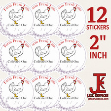 Farm-Fresh Eggs Sticker Pack (12 Collection Date Stickers for Egg Cartons)