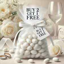 10-100Pcs White Organza Gift Bags Wedding Party Favour Jewellery Candy Pouches
