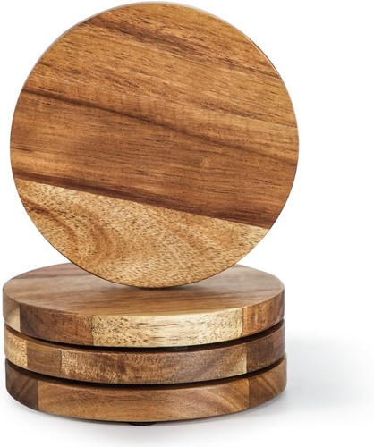 Wlwnwft acacia wood coasters - acacia,