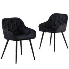 2X Dining Chairs Black velvet