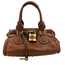 CHLOE Vtg Y2K 'Paddington' Iconic Brown Leather Padlock Shoulder Bag Handbag
