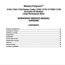 Massey Ferguson BALER 2140 2150 2160 2170 2190 Workshop Manual Get it Today