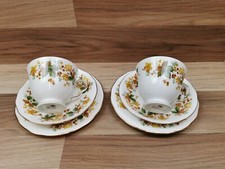 2 x Vintage Queen Anne Medina Pattern Bone China Tea Trios