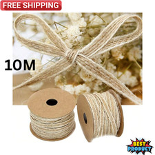 10M Natural Vintage Ribbon Jute Twine Rope Crafts Gift Wrapping Bows Christmas