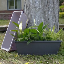 5 x Trough Plant Pot Long Plastic Planter Outdoor Garden Window Herb Flower Box