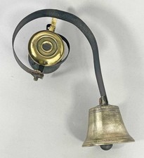 ANTIQUE BRASS FRONT DOOR / SERVANT BELL ON SPRING 1850 butler shop B