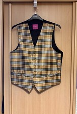Moss Bros Men’s Vintage Tartan Waistcoat Beautiful For Special Occasion Uk L