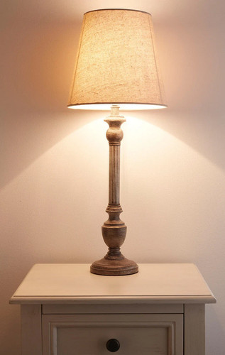 Grey shabby chic table lamp - table, in