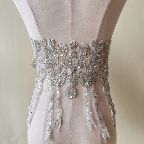 Beaded flower applique wedding - beaded,