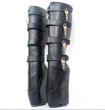 Extreme hoof ballet boots 7" high heel dominatrix lockable padlock UK3-13