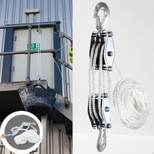 2 Ton Hoist Pulley Wheel Lifter with 20m Rope Block and Tackle Puller #