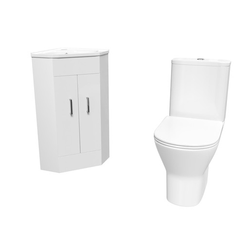 White corner vanity unit - vanity, with