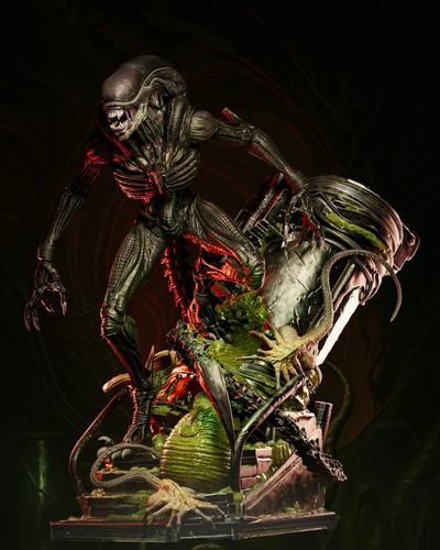 Painted alien xenomorph statue - alien,