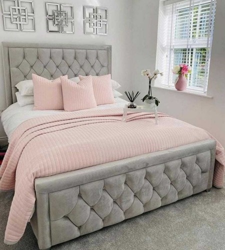 Ottoman bed frame velvet gas - ottoman,