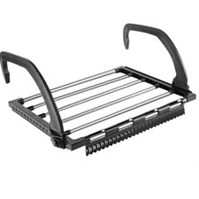 6 Bar Extendable Radiator Airer Dryer Clothes Drying Rack Rail Towel Holder Grey