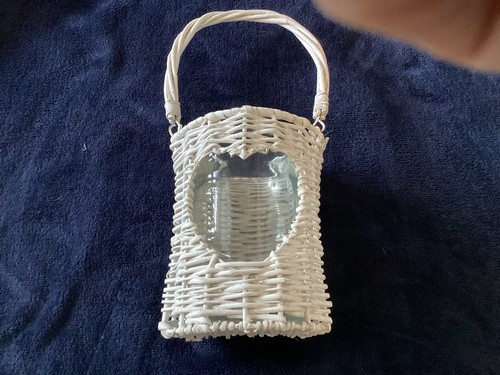 White wicker flower holder - flower,
