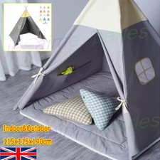 160CM Large Kids Play Tent Canvas Teepee Indian Wood Child Play House In&Outdoor