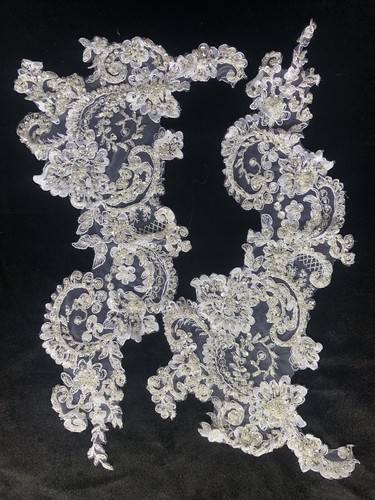 White beautifully beaded lace