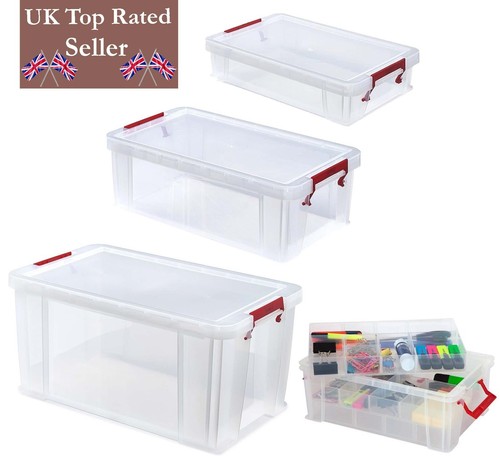 Clear plastic storage box with - plastic,