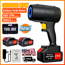 300,000 RPM Cordless Leaf Blower 500CFM 1500G Air Turbo Blower w/ 2 Batteries US