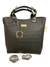 STUNNING XL BESSIE TOTE IN A WEAVE PATTERN IN BLACK SUPERIOR QUALITY BAG BUCKLE 
