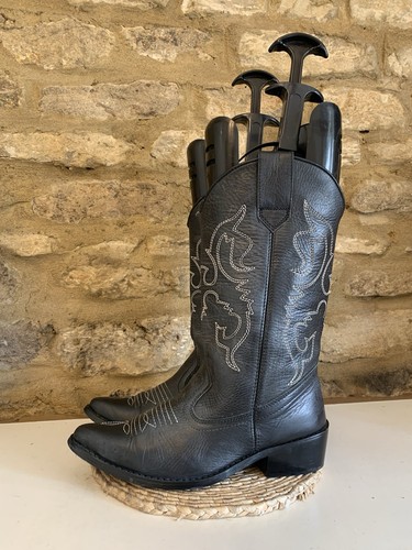 Zoe black leather embroidered - leather,