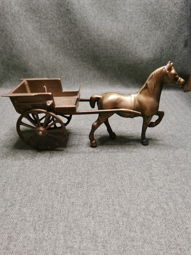 Vintage brass horse and - , cart