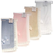 Baby Shawl Spanish Knitted Lace Bow Christening Receiving Blanket Wrap