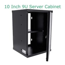 10 Inch 9U Wall Mount Server Cabinet Network Rack Enclosure Locking Glass Door