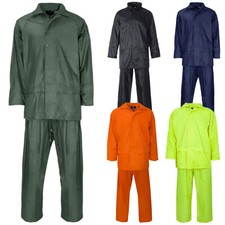 RAINSUIT WATERPROOF OUTDOOR WORK WEAR MAC SET PVC COAT JACKET OVER TROUSER