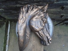 Large vintage style bronze effect wall mounted horse head sculpture / figure