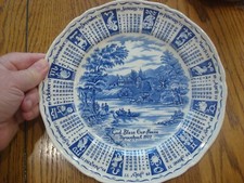 1977 Alfred Meakin Calendar  Plate  cobalt blue, Signs of Zodiak, Horoscope 9"